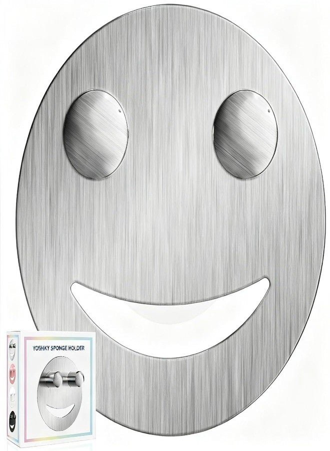 Yoshiky Stainless Steel Smiley Face Dish Sponge Holder, Silver Sink Caddy Organizer Storage with Suction Cup for Kitchen, Kitchen Sink Accessories Decor Scrubber Holder with Gift Box - Image 1